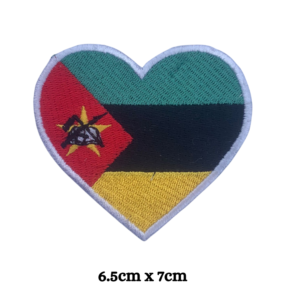 Country Heart Flag Patch – Embroidered Iron On / Sew On Heart Shaped National Flag Badge | All Countries Available | Jackets, Bags, Hats – Gift for Heritage, Travel & Flag Lovers (K-S)