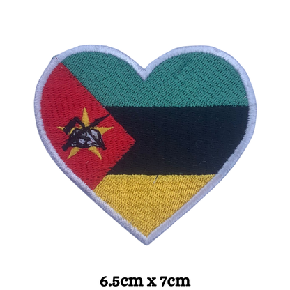 Country Heart Flag Patch – Embroidered Iron On / Sew On Heart Shaped National Flag Badge | All Countries Available | Jackets, Bags, Hats – Gift for Heritage, Travel & Flag Lovers (K-S)