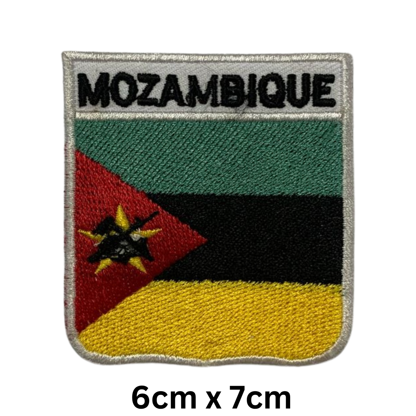 Shield Flag with Name Patch – Embroidered Iron On / Sew On Shield Shaped National Flag Badge with Country Name | All Countries | Badge for Jacket, Biker Vest, Backpack, Uniform (K-S)