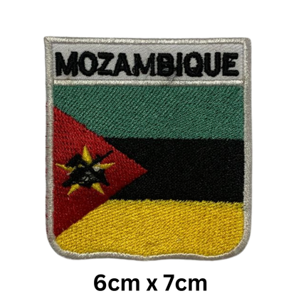 Shield Flag with Name Patch – Embroidered Iron On / Sew On Shield Shaped National Flag Badge with Country Name | All Countries | Badge for Jacket, Biker Vest, Backpack, Uniform (K-S)