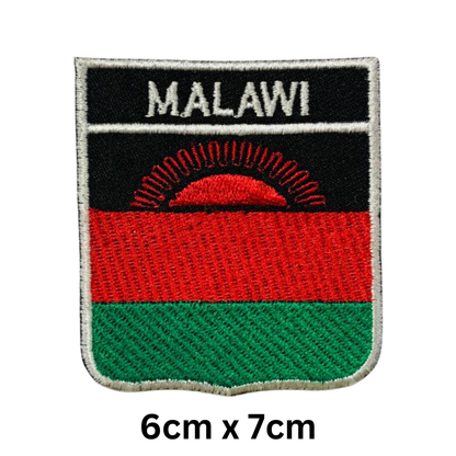 Shield Flag with Name Patch – Embroidered Iron On / Sew On Shield Shaped National Flag Badge with Country Name | All Countries | Badge for Jacket, Biker Vest, Backpack, Uniform (K-S)