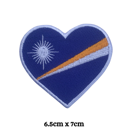 Country Heart Flag Patch – Embroidered Iron On / Sew On Heart Shaped National Flag Badge | All Countries Available | Jackets, Bags, Hats – Gift for Heritage, Travel & Flag Lovers (K-S)
