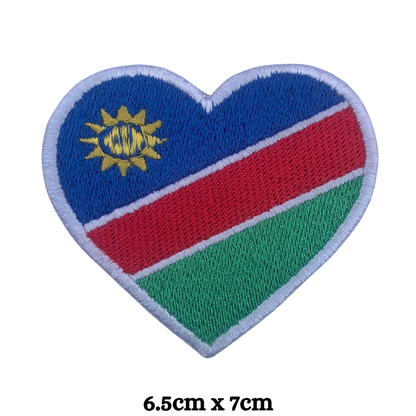 Country Heart Flag Patch – Embroidered Iron On / Sew On Heart Shaped National Flag Badge | All Countries Available | Jackets, Bags, Hats – Gift for Heritage, Travel & Flag Lovers (K-S)