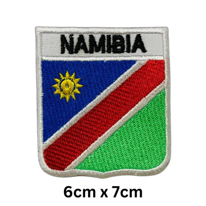 Shield Flag with Name Patch – Embroidered Iron On / Sew On Shield Shaped National Flag Badge with Country Name | All Countries | Badge for Jacket, Biker Vest, Backpack, Uniform (K-S)