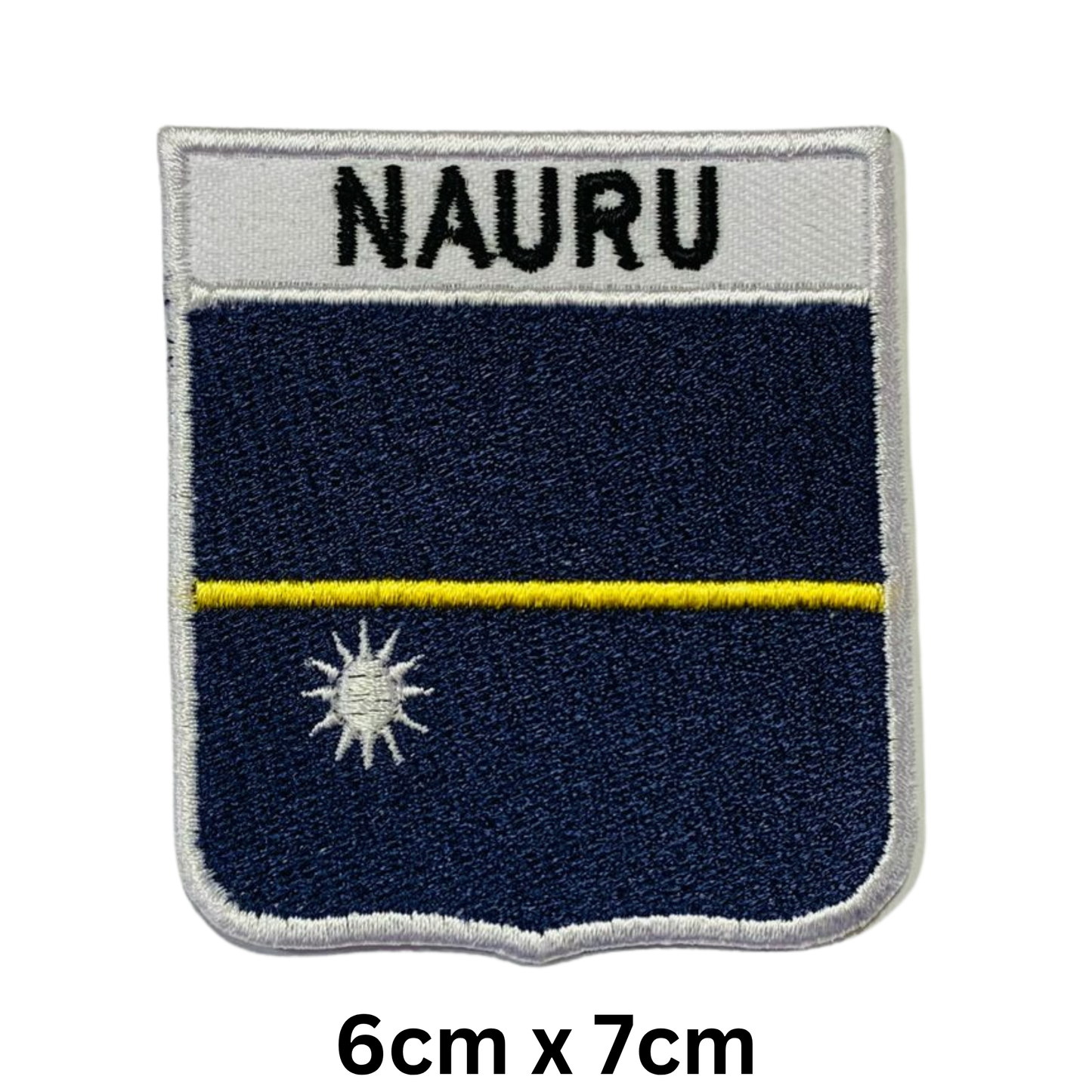 Shield Flag with Name Patch – Embroidered Iron On / Sew On Shield Shaped National Flag Badge with Country Name | All Countries | Badge for Jacket, Biker Vest, Backpack, Uniform (K-S)