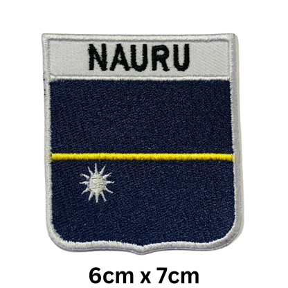 Shield Flag with Name Patch – Embroidered Iron On / Sew On Shield Shaped National Flag Badge with Country Name | All Countries | Badge for Jacket, Biker Vest, Backpack, Uniform (K-S)
