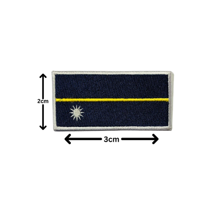 Nauru Flag Embroidered Patch Set, Iron-On or Sew-On Applique Badges, Rectangle Shield Round Heart Shapes, for Jackets, Backpacks, Hats, Uniforms and Various Sizes