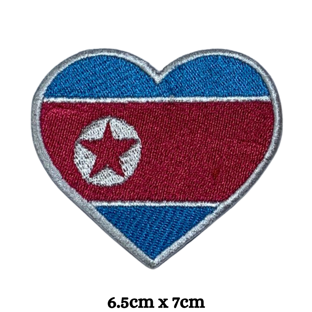 Country Heart Flag Patch – Embroidered Iron On / Sew On Heart Shaped National Flag Badge | All Countries Available | Jackets, Bags, Hats – Gift for Heritage, Travel & Flag Lovers (K-S)