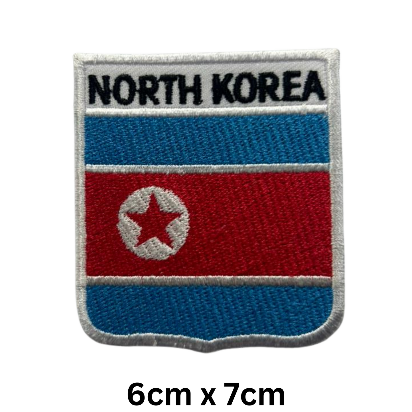 Shield Flag with Name Patch – Embroidered Iron On / Sew On Shield Shaped National Flag Badge with Country Name | All Countries | Badge for Jacket, Biker Vest, Backpack, Uniform (K-S)