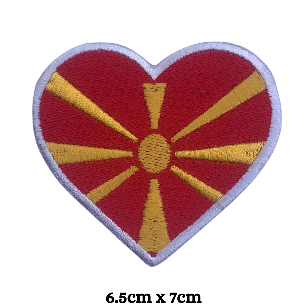 Country Heart Flag Patch – Embroidered Iron On / Sew On Heart Shaped National Flag Badge | All Countries Available | Jackets, Bags, Hats – Gift for Heritage, Travel & Flag Lovers (K-S)
