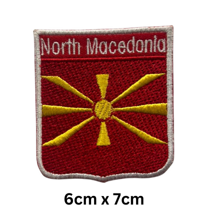 Shield Flag with Name Patch – Embroidered Iron On / Sew On Shield Shaped National Flag Badge with Country Name | All Countries | Badge for Jacket, Biker Vest, Backpack, Uniform (K-S)