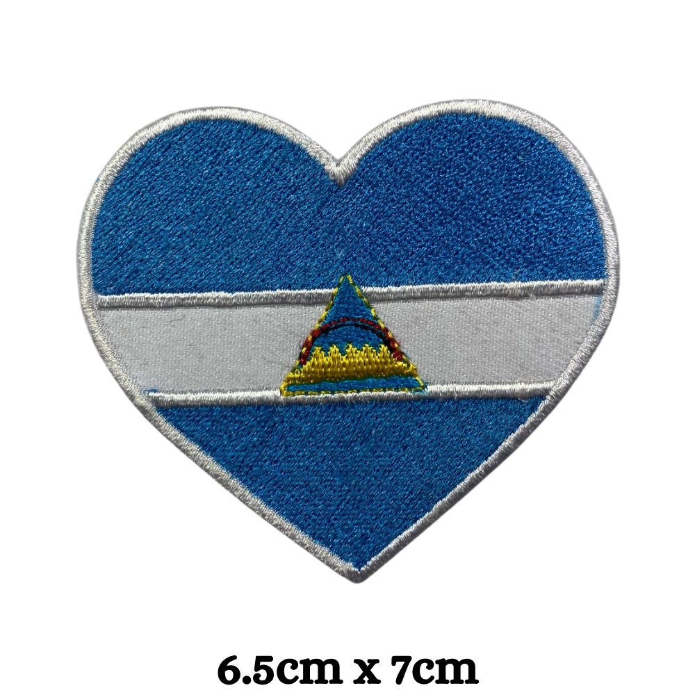 Country Heart Flag Patch – Embroidered Iron On / Sew On Heart Shaped National Flag Badge | All Countries Available | Jackets, Bags, Hats – Gift for Heritage, Travel & Flag Lovers (K-S)