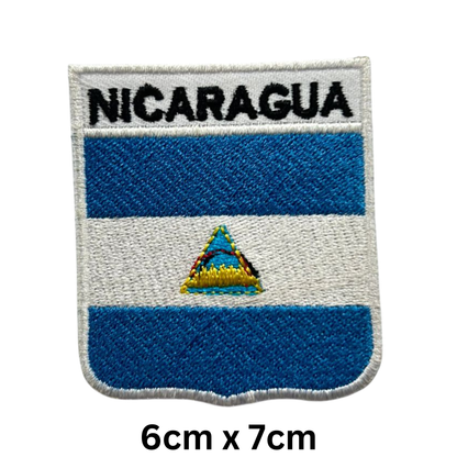 Shield Flag with Name Patch – Embroidered Iron On / Sew On Shield Shaped National Flag Badge with Country Name | All Countries | Badge for Jacket, Biker Vest, Backpack, Uniform (K-S)