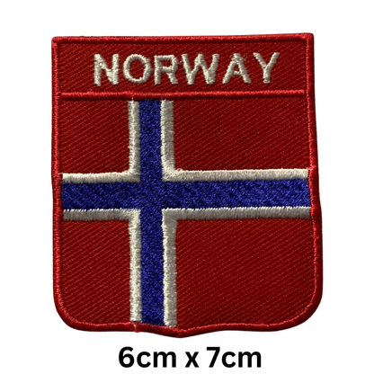 Shield Flag with Name Patch – Embroidered Iron On / Sew On Shield Shaped National Flag Badge with Country Name | All Countries | Badge for Jacket, Biker Vest, Backpack, Uniform (K-S)