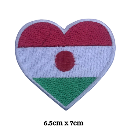 Country Heart Flag Patch – Embroidered Iron On / Sew On Heart Shaped National Flag Badge | All Countries Available | Jackets, Bags, Hats – Gift for Heritage, Travel & Flag Lovers (K-S)