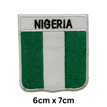 Shield Flag with Name Patch – Embroidered Iron On / Sew On Shield Shaped National Flag Badge with Country Name | All Countries | Badge for Jacket, Biker Vest, Backpack, Uniform (K-S)