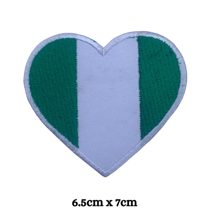 Country Heart Flag Patch – Embroidered Iron On / Sew On Heart Shaped National Flag Badge | All Countries Available | Jackets, Bags, Hats – Gift for Heritage, Travel & Flag Lovers (K-S)