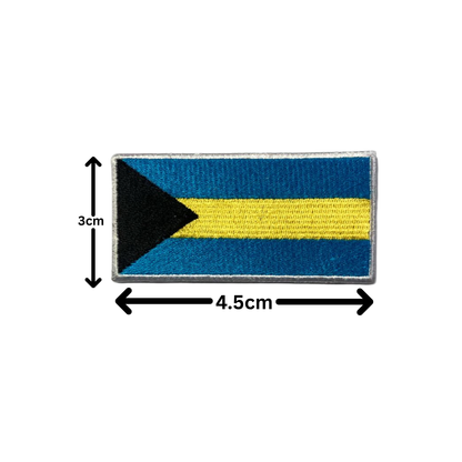 Bahamas Flag Embroidered Patches, Iron-On/Sew-On Applique, Shield, Round, Heart and Rectangle Flag Badges for Jackets, Bags, Uniforms, Various Sizes