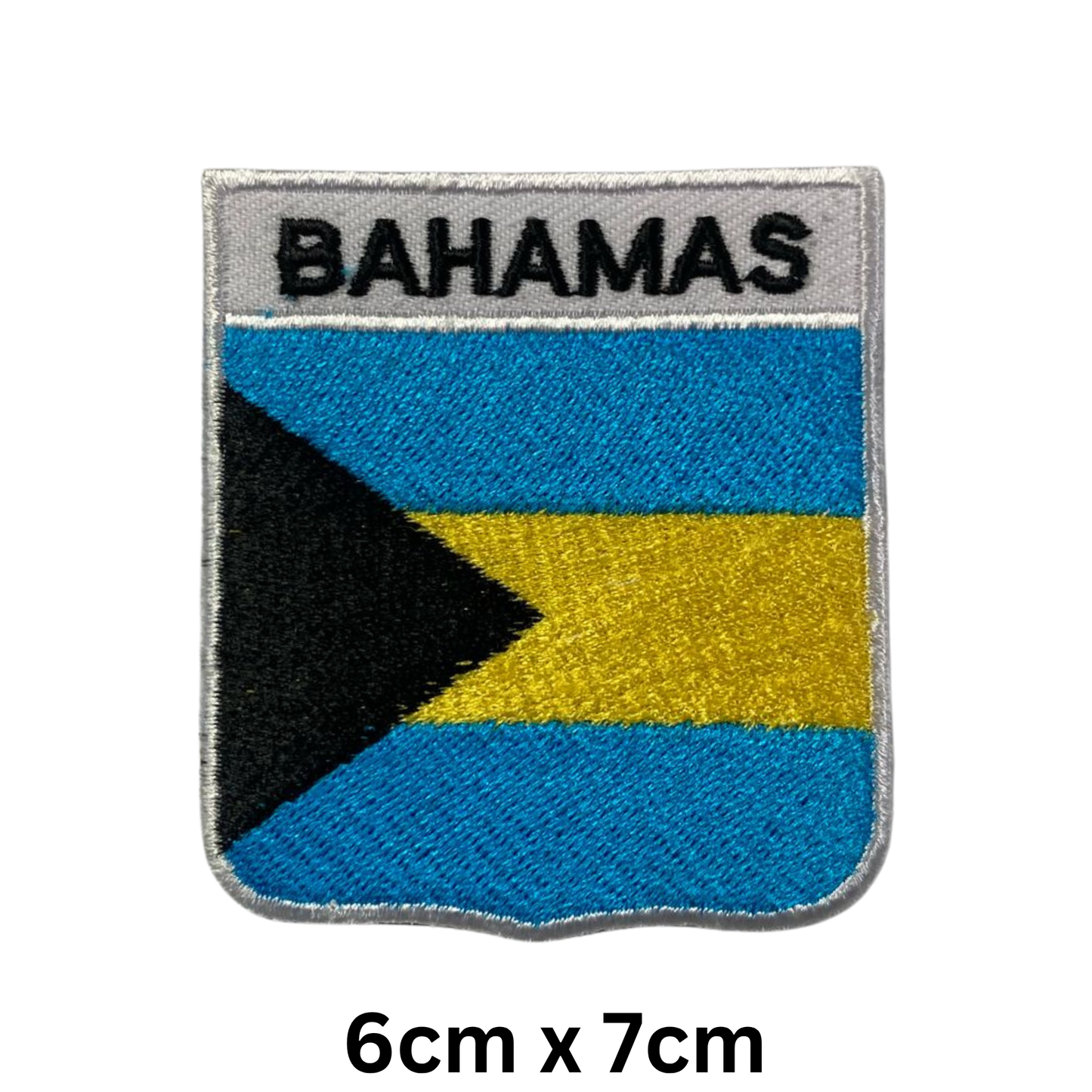 Shield Flag with Name Patch – Embroidered Iron On / Sew On Shield Shaped National Flag Badge with Country Name | All Countries | Badge for Jacket, Biker Vest, Backpack, Uniform (A-J)