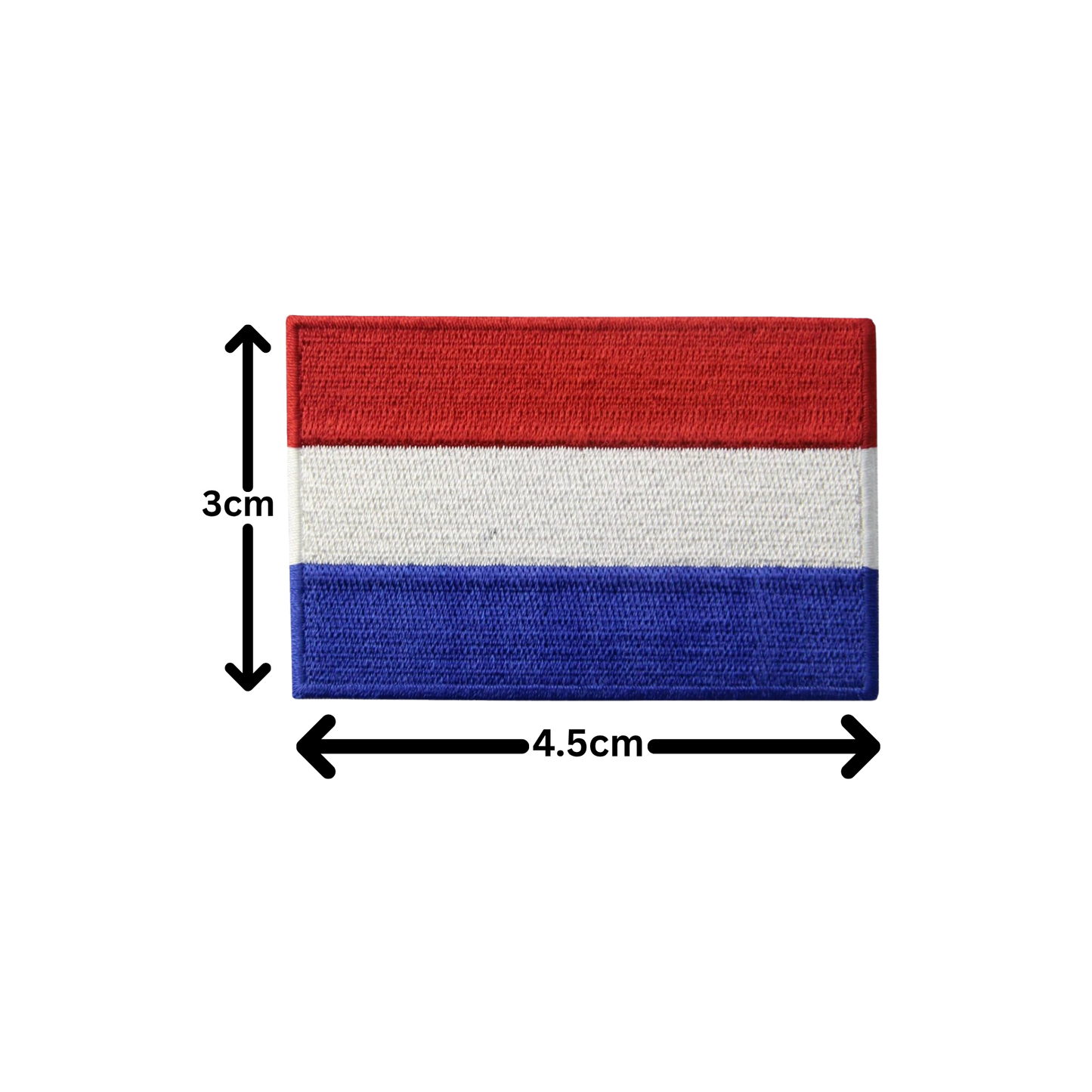 BeBuz Netherlands Flag Embroidered Patches, Iron-On/Sew-On Applique, Shield, Round, Heart and Rectangle Flag Badges for Jackets, Bags, Uniforms, Various Sizes