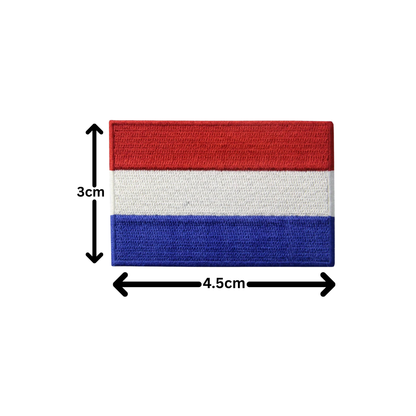 BeBuz Netherlands Flag Embroidered Patches, Iron-On/Sew-On Applique, Shield, Round, Heart and Rectangle Flag Badges for Jackets, Bags, Uniforms, Various Sizes