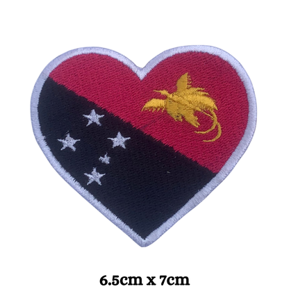 Country Heart Flag Patch – Embroidered Iron On / Sew On Heart Shaped National Flag Badge | All Countries Available | Jackets, Bags, Hats – Gift for Heritage, Travel & Flag Lovers (K-S)