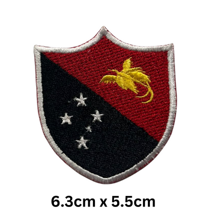 Shield Flag Patch – Embroidered Iron On / Sew On Shield Shaped National Flag Badge | All Countries Available | Heraldic Crest Patch for Jacket, Backpack, Biker Vest, Uniform – Choose Your Country (K-S)
