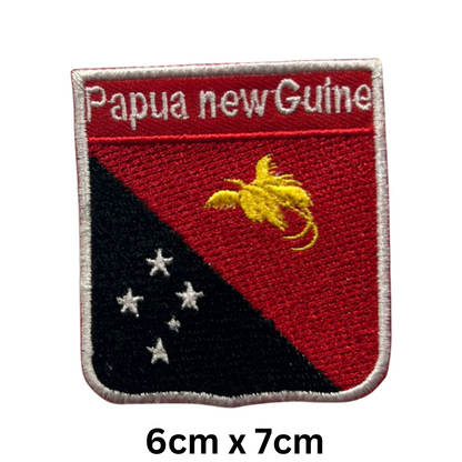 Shield Flag with Name Patch – Embroidered Iron On / Sew On Shield Shaped National Flag Badge with Country Name | All Countries | Badge for Jacket, Biker Vest, Backpack, Uniform (K-S)