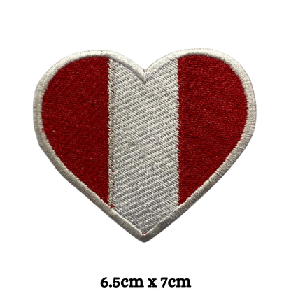 Country Heart Flag Patch – Embroidered Iron On / Sew On Heart Shaped National Flag Badge | All Countries Available | Jackets, Bags, Hats – Gift for Heritage, Travel & Flag Lovers (K-S)