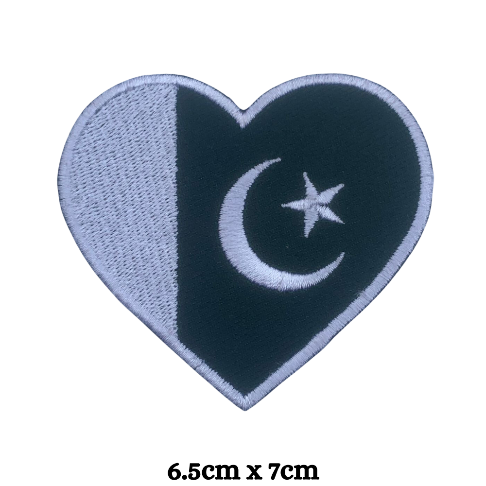 Country Heart Flag Patch – Embroidered Iron On / Sew On Heart Shaped National Flag Badge | All Countries Available | Jackets, Bags, Hats – Gift for Heritage, Travel & Flag Lovers (K-S)
