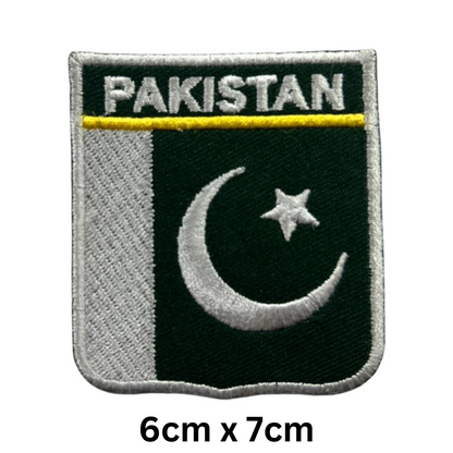 Shield Flag with Name Patch – Embroidered Iron On / Sew On Shield Shaped National Flag Badge with Country Name | All Countries | Badge for Jacket, Biker Vest, Backpack, Uniform (K-S)
