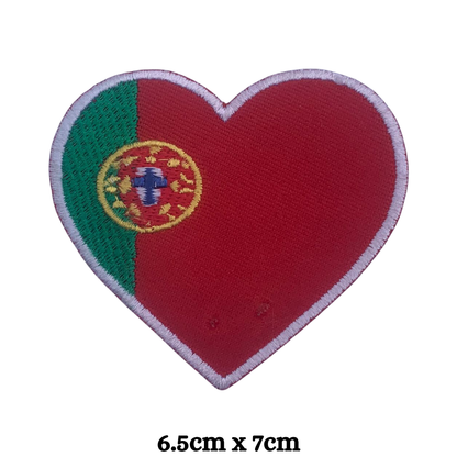 Country Heart Flag Patch – Embroidered Iron On / Sew On Heart Shaped National Flag Badge | All Countries Available | Jackets, Bags, Hats – Gift for Heritage, Travel & Flag Lovers (K-S)