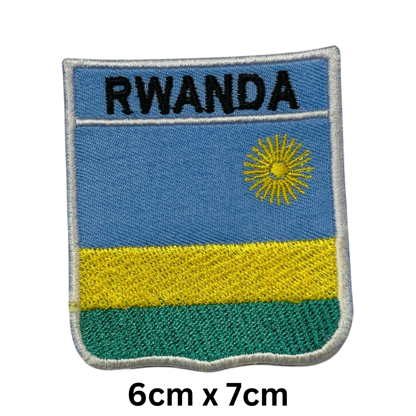 Shield Flag with Name Patch – Embroidered Iron On / Sew On Shield Shaped National Flag Badge with Country Name | All Countries | Badge for Jacket, Biker Vest, Backpack, Uniform (K-S)