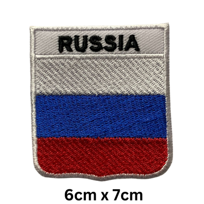 Shield Flag with Name Patch – Embroidered Iron On / Sew On Shield Shaped National Flag Badge with Country Name | All Countries | Badge for Jacket, Biker Vest, Backpack, Uniform (K-S)