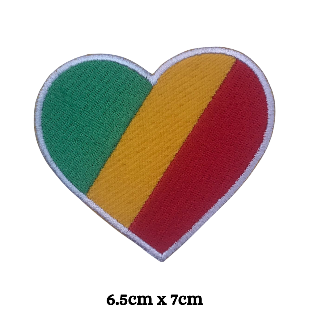 Country Heart Flag Patch – Embroidered Iron On / Sew On Heart Shaped National Flag Badge | All Countries Available | Jackets, Bags, Hats – Gift for Heritage, Travel & Flag Lovers (A-J)