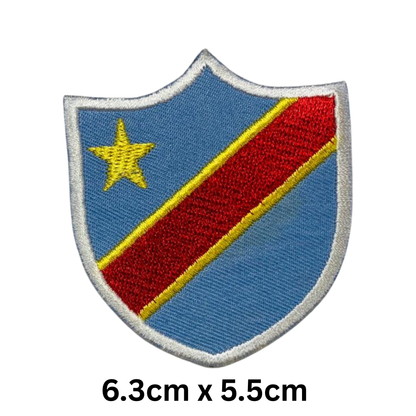 Shield Flag Patch – Embroidered Iron On / Sew On Shield Shaped National Flag Badge | All Countries Available | Heraldic Crest Patch for Jacket, Backpack, Biker Vest, Uniform – Choose Your Country (A-J)