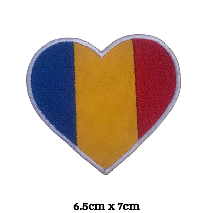 Country Heart Flag Patch – Embroidered Iron On / Sew On Heart Shaped National Flag Badge | All Countries Available | Jackets, Bags, Hats – Gift for Heritage, Travel & Flag Lovers (K-S)
