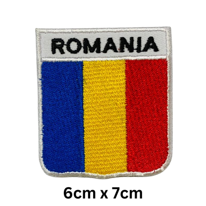 Shield Flag with Name Patch – Embroidered Iron On / Sew On Shield Shaped National Flag Badge with Country Name | All Countries | Badge for Jacket, Biker Vest, Backpack, Uniform (K-S)