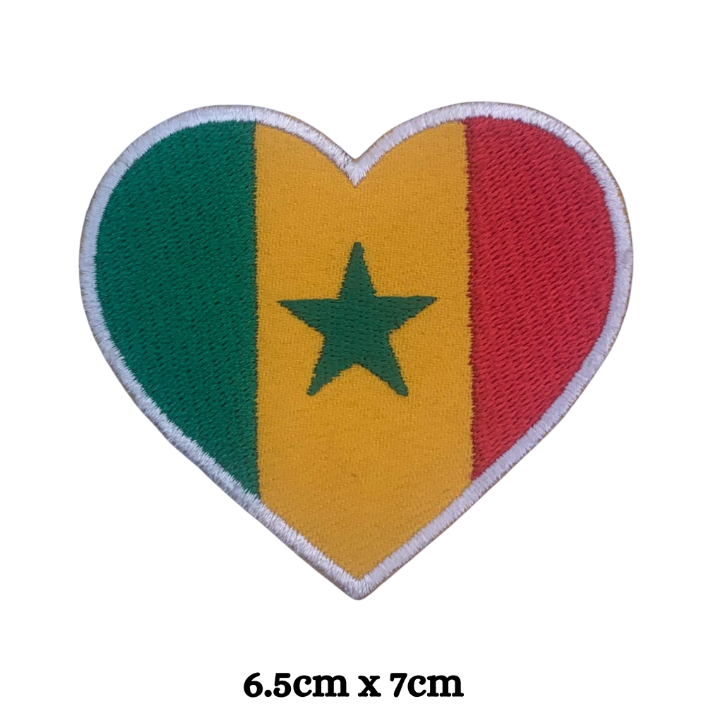 Country Heart Flag Patch – Embroidered Iron On / Sew On Heart Shaped National Flag Badge | All Countries Available | Jackets, Bags, Hats – Gift for Heritage, Travel & Flag Lovers (K-S)