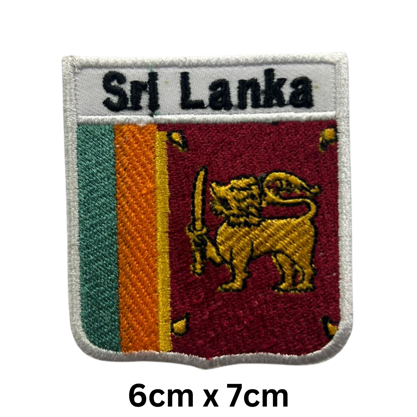 Shield Flag with Name Patch – Embroidered Iron On / Sew On Shield Shaped National Flag Badge with Country Name | All Countries | Badge for Jacket, Biker Vest, Backpack, Uniform (K-S)