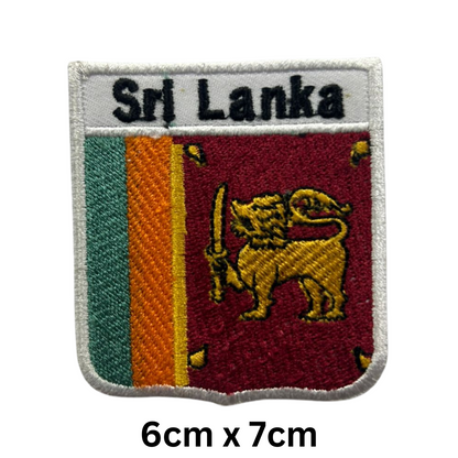 Shield Flag with Name Patch – Embroidered Iron On / Sew On Shield Shaped National Flag Badge with Country Name | All Countries | Badge for Jacket, Biker Vest, Backpack, Uniform (K-S)