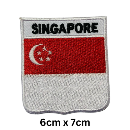 Shield Flag with Name Patch – Embroidered Iron On / Sew On Shield Shaped National Flag Badge with Country Name | All Countries | Badge for Jacket, Biker Vest, Backpack, Uniform (K-S)