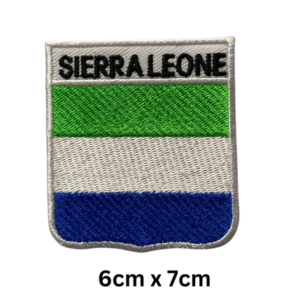 Shield Flag with Name Patch – Embroidered Iron On / Sew On Shield Shaped National Flag Badge with Country Name | All Countries | Badge for Jacket, Biker Vest, Backpack, Uniform (K-S)