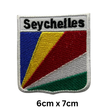 Shield Flag with Name Patch – Embroidered Iron On / Sew On Shield Shaped National Flag Badge with Country Name | All Countries | Badge for Jacket, Biker Vest, Backpack, Uniform (K-S)