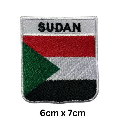 Shield Flag with Name Patch – Embroidered Iron On / Sew On Shield Shaped National Flag Badge with Country Name | All Countries | Badge for Jacket, Biker Vest, Backpack, Uniform (K-S)