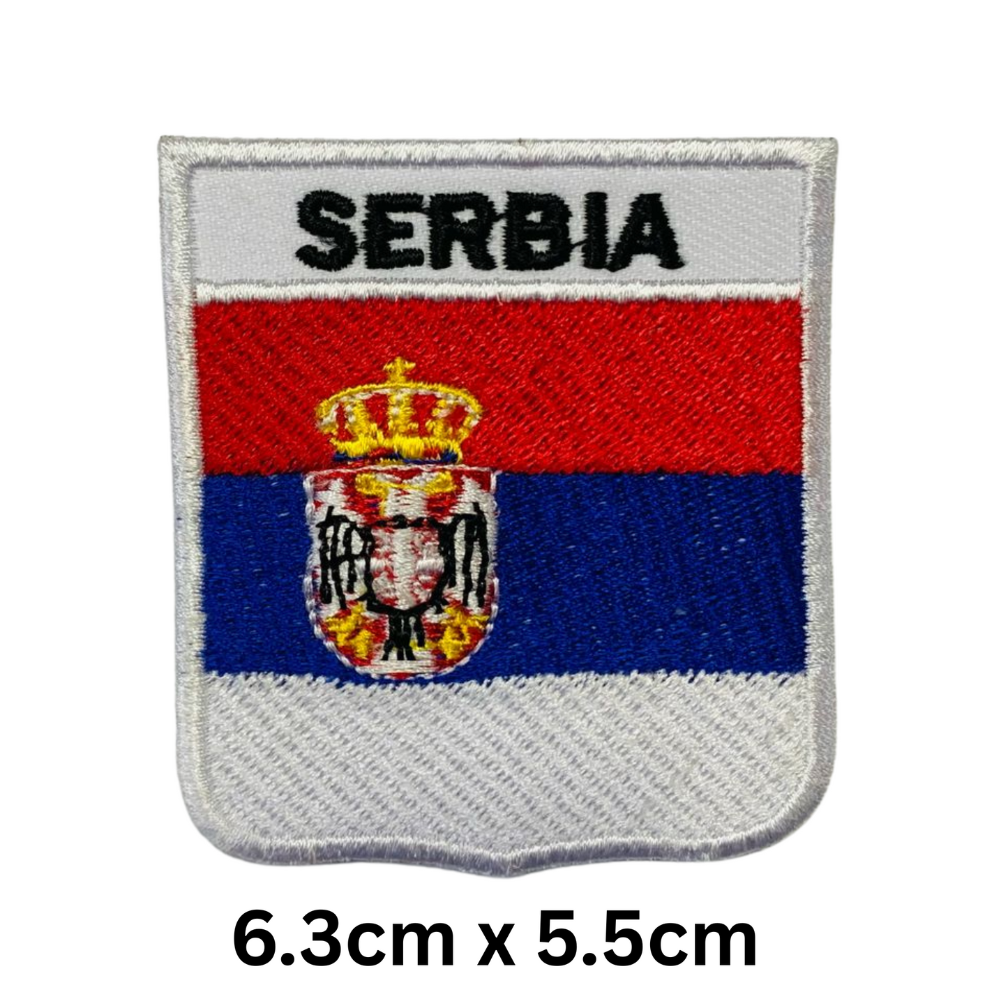 Shield Flag with Name Patch – Embroidered Iron On / Sew On Shield Shaped National Flag Badge with Country Name | All Countries | Badge for Jacket, Biker Vest, Backpack, Uniform (K-S)