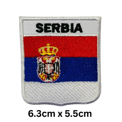 Shield Flag with Name Patch – Embroidered Iron On / Sew On Shield Shaped National Flag Badge with Country Name | All Countries | Badge for Jacket, Biker Vest, Backpack, Uniform (K-S)