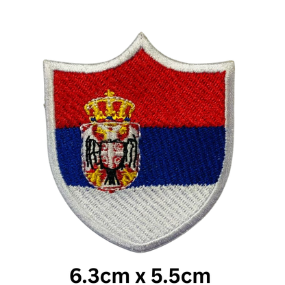 Shield Flag Patch – Embroidered Iron On / Sew On Shield Shaped National Flag Badge | All Countries Available | Heraldic Crest Patch for Jacket, Backpack, Biker Vest, Uniform – Choose Your Country (K-S)
