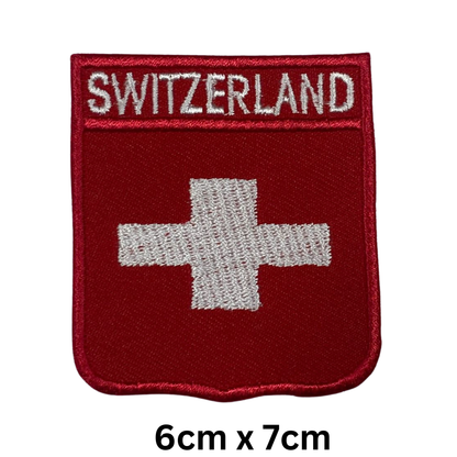 Shield Flag with Name Patch – Embroidered Iron On / Sew On Shield Shaped National Flag Badge with Country Name | All Countries | Badge for Jacket, Biker Vest, Backpack, Uniform (K-S)