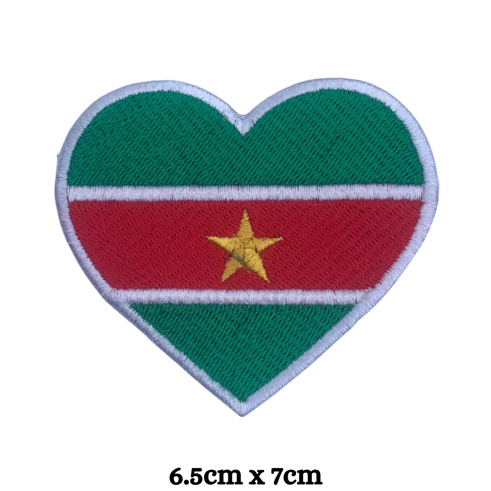 Country Heart Flag Patch – Embroidered Iron On / Sew On Heart Shaped National Flag Badge | All Countries Available | Jackets, Bags, Hats – Gift for Heritage, Travel & Flag Lovers (K-S)